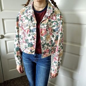 Bonjour 80's-style floral denim jacket